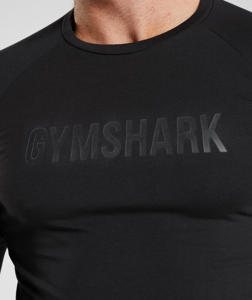 Koszulki Gymshark Apollo Long Sleeve Męskie Czarne | PL 630TLI